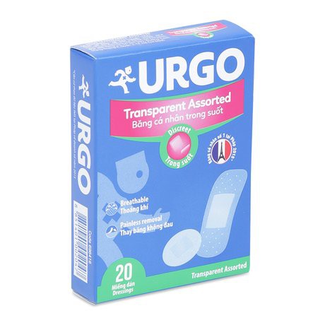 Băng Cá Nhân URGO Transparent 💓 Trong Suốt 💓 Thẩm Mĩ 💓 Hộp 20 Miếng.