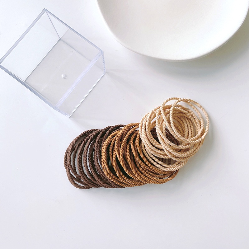 Hộp Mica 50 sợi thun cột tóc Hàn Quốc du lịch siêu dễ thương