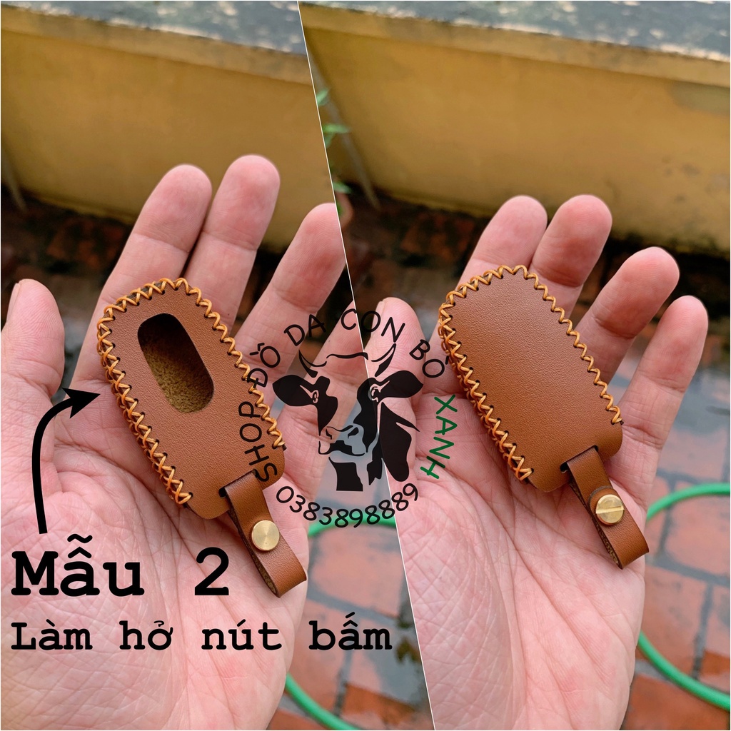 Bao da chìa khoá Ford Everest 2009 loại 2 phím bấm handmade da thật 008