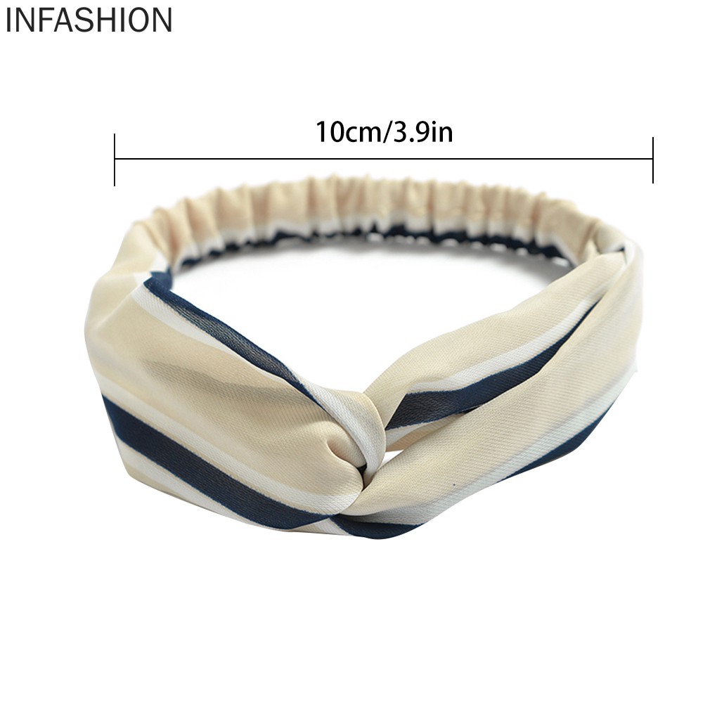 Băng Đô Co Giãn Họa Tiết Kẻ Sọc Cho Nữ