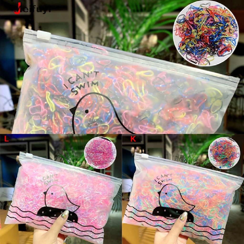 [Meifuyi] 1000Pcs Children Hair Bands Girls Women Colorful Elastic Band Hair Rope Headband VN439