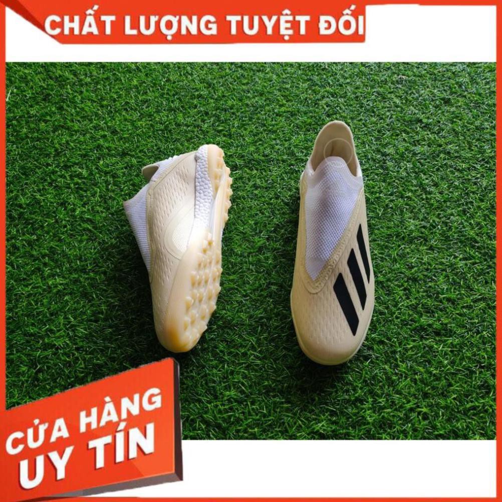 [ Freeship] [TẶNG TẤT-VỚ] Giày bóng đá không dây Adidas X18+ TF (Trắng sữa) .[ HOT ] 2020 L ‣