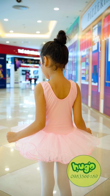 Váy tập múa ballet (ba lê) trẻ em bé gái ngực ren Hồng Phấn size 3-9 tuổi