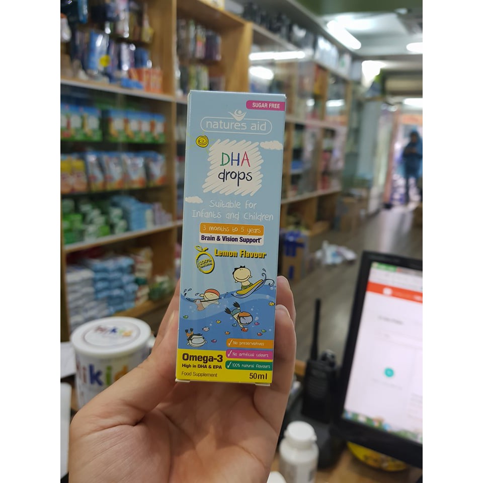 DHA Drops Natures Aid 50ml, cho bé từ 3 tháng tới 5 tuổi