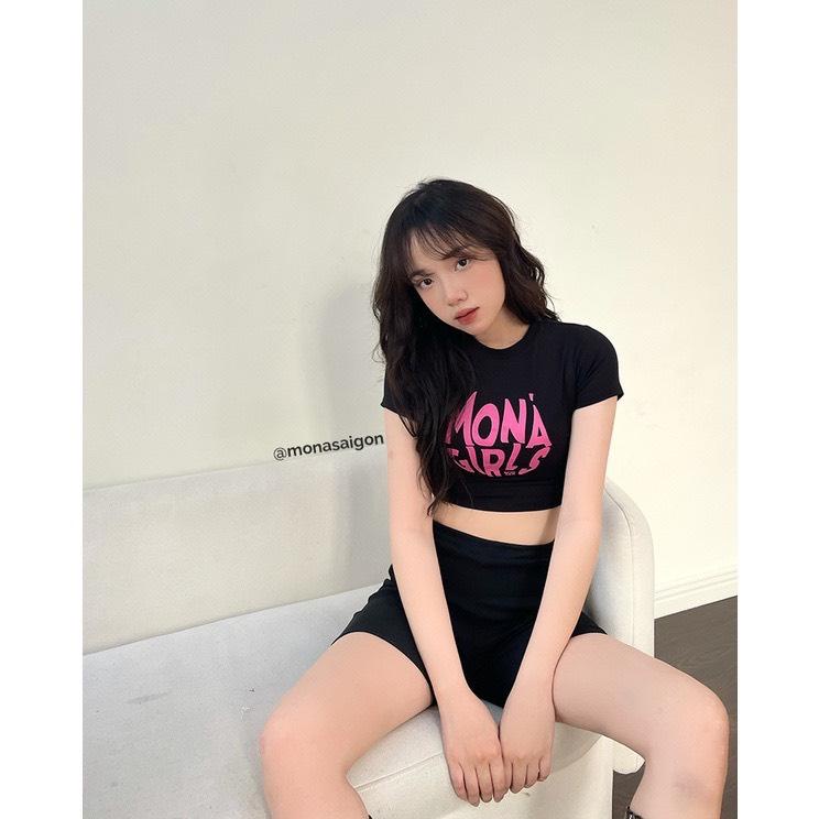 Áo Croptop Ôm Body PINKSTORE29 Cổ Tròn Ngắn Tay Họa Tiết In Hình A5386