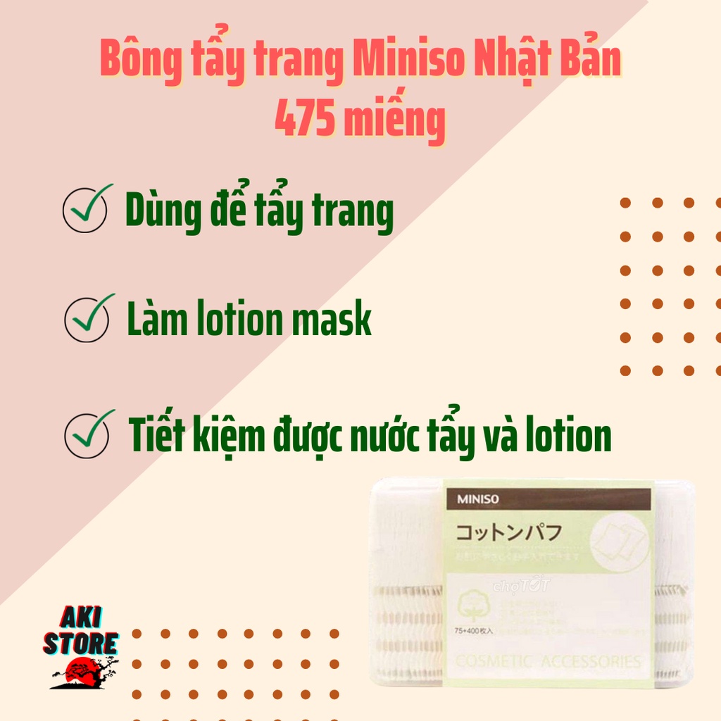 Bông tẩy trang Miniso Nhật Bản, Bông tẩy trang 475 miếng