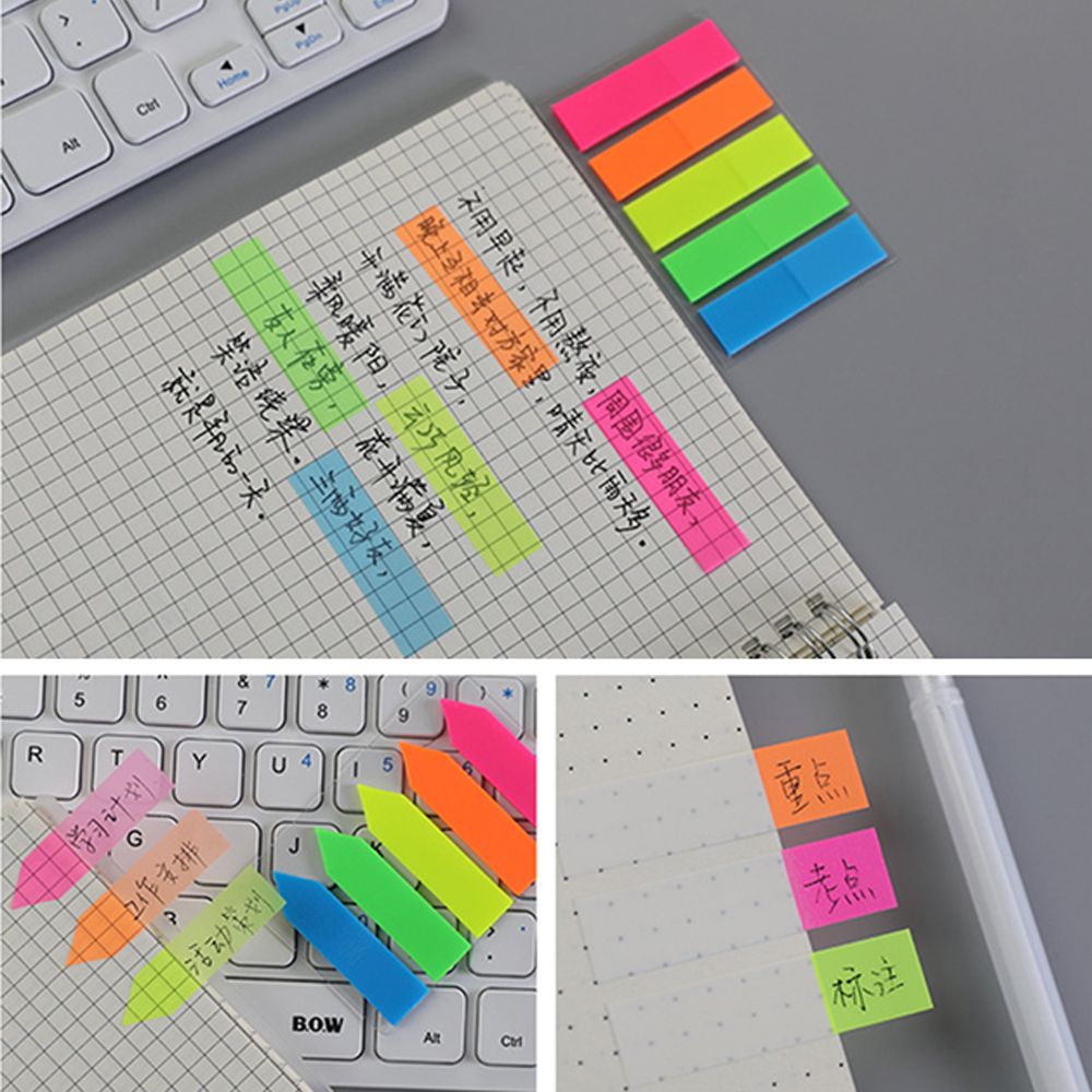 Set 100 giấy ghi chú màu sắc dạ quang độc đáo tiện dụng cho văn phòng/ trường học