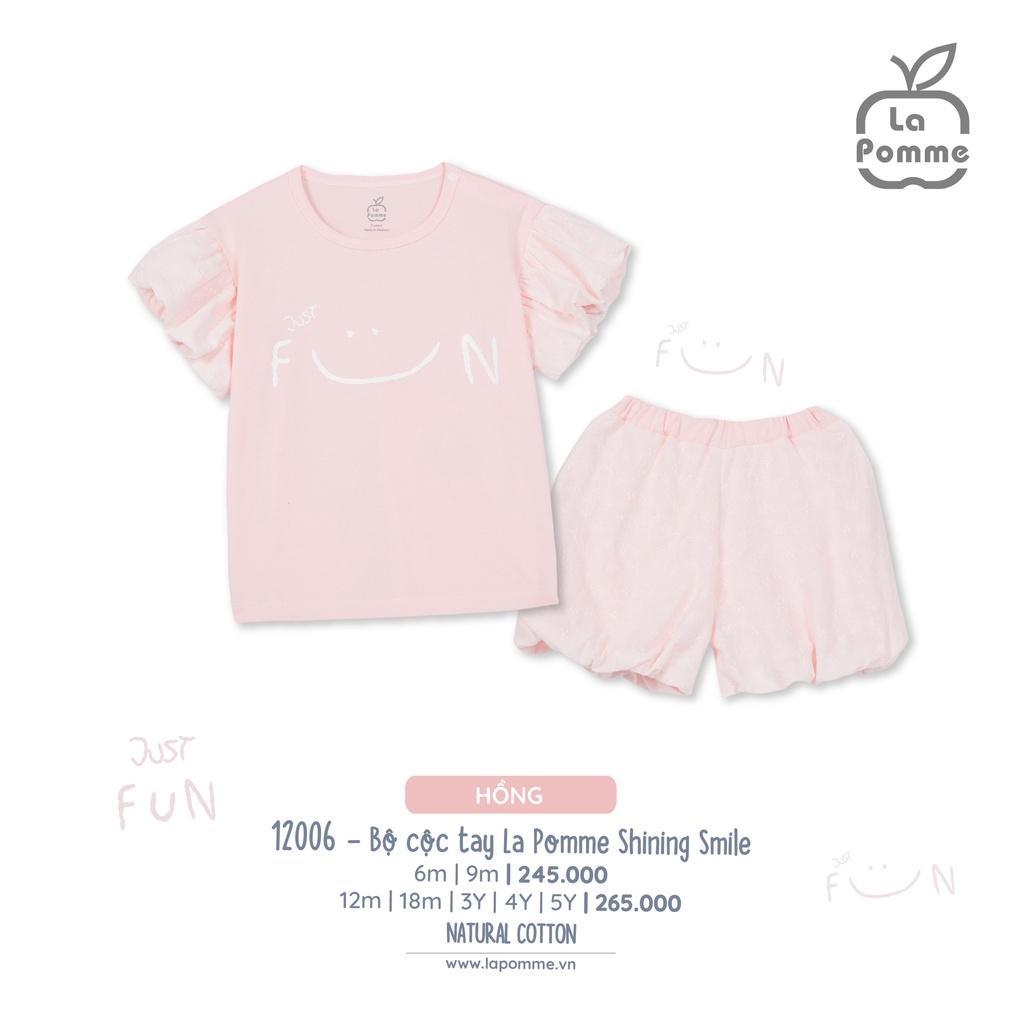 [CHÍNH HÃNG] Bộ cộc tay quần đùi cotton shinning smile 12006 La Pomme