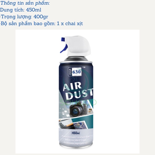Chai xịt vệ sinh máy ảnh, bàn phím, bo mạch máy tính 450ML- Bình xịt khí nén đa năng dùng cho máy quay, ống kính...