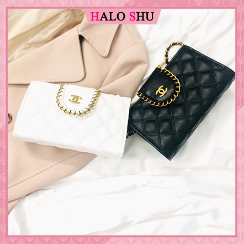 Túi đeo chéo, túi xách nữ dây phối xích nắp cúc HALO SHU mã DC005