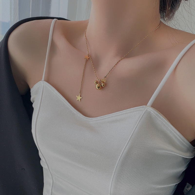 Dây Chuyền Bằng Thép Titan Mặt Hình Chuột Hoạt Hình Độc Đáo
