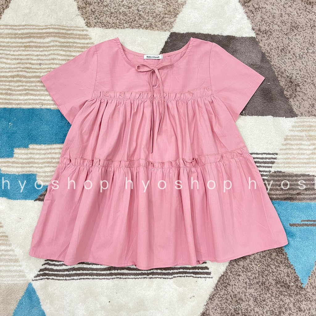 Áo Bầu HYO công sở đẹp dáng babydoll chất thô mỏng Freesize dưới 65kg