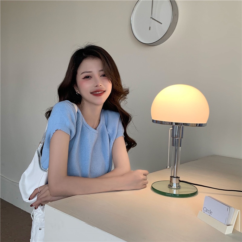 Áo thun XIAOZHAINV kiểu croptop dệt kim tay ngắn cổ tròn dáng rộng thời trang mùa hè dành cho nữ