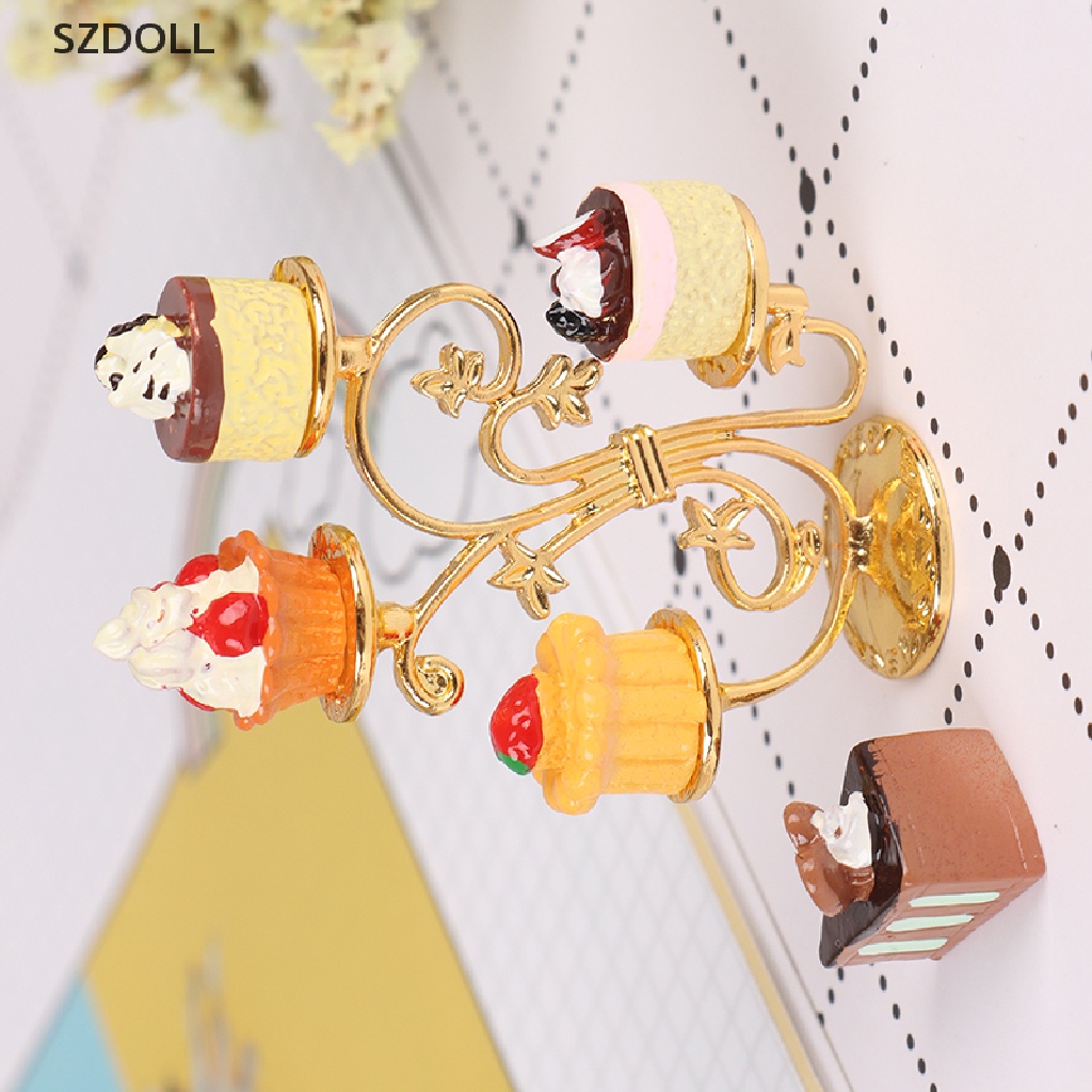 Giá đỡ bánh kem/ Set 8 bánh kem mini đồ chơi trang trí nhà búp bê DIY tỉ lệ 1/12