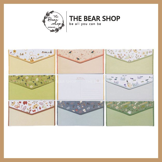 Set giấy viết thư size A5 kèm bao thư nhiều mẫu cute hàng loại 1 - The Bear Shop