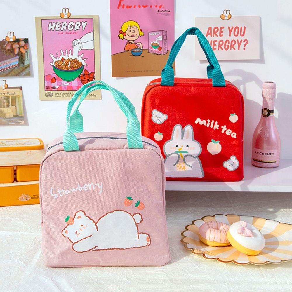 Túi Vải Oxford Giữ Nhiệt Đựng Thức Ăn Trưa Nhiều Màu Sắc Dễ Thương