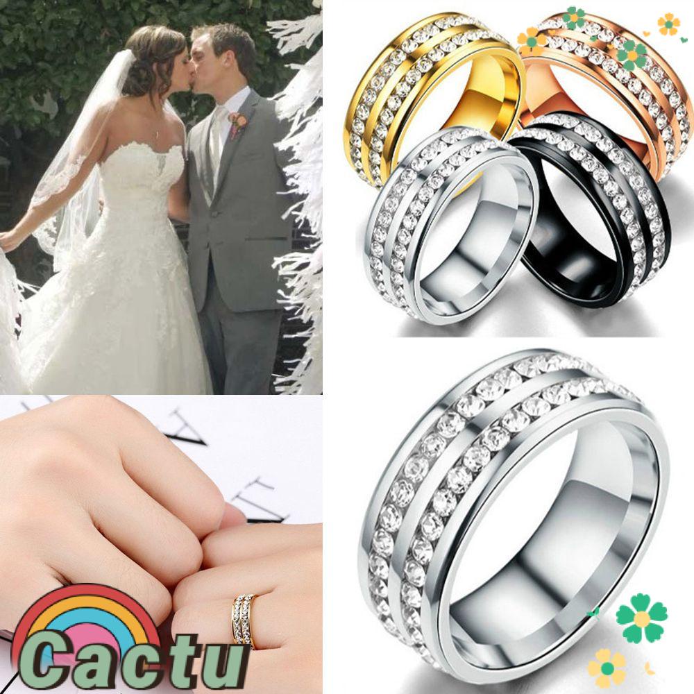 Nhẫn Mạ Thép Không Gỉ Đính Đá Zircon Đơn Giản Thời Trang Phong Cách Âu Mỹ|Nhẫn / Nhiều Màu