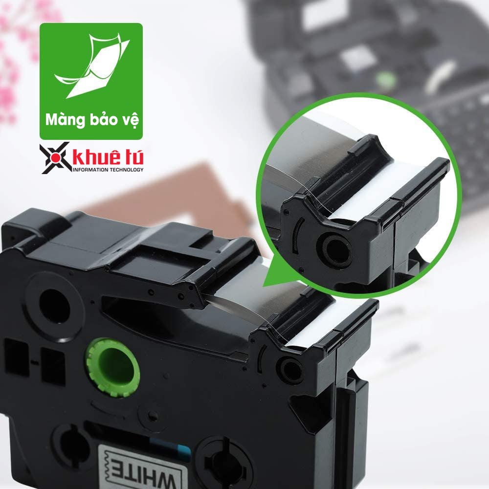 Băng nhãn dán cáp  HZe-FX màu trắng , khổ 6-24mm dùng cho máy in nhãn Brother