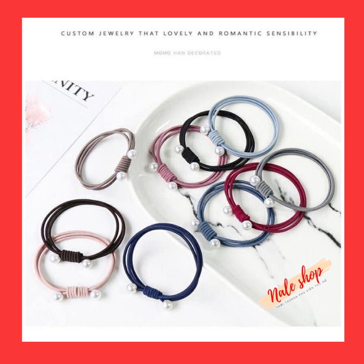 Dây Thun Cột Tóc Siêu Xinh đính 2 hạt