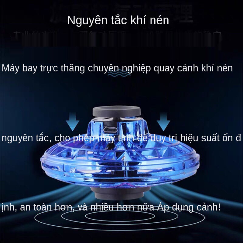Flying Con quay hồi chuyển Sáng tạo mới Xoay UFO Giải nén Công nghệ đen Đồ chơi trong nhà và ngoài trời trên 6 tu