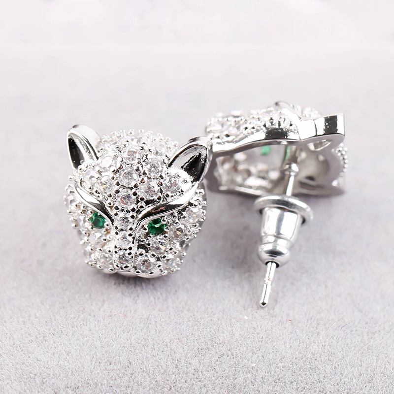 Đôi Khuyên Tai Hình Đầu Báo Đính Đá Thời Trang Cho Nữ