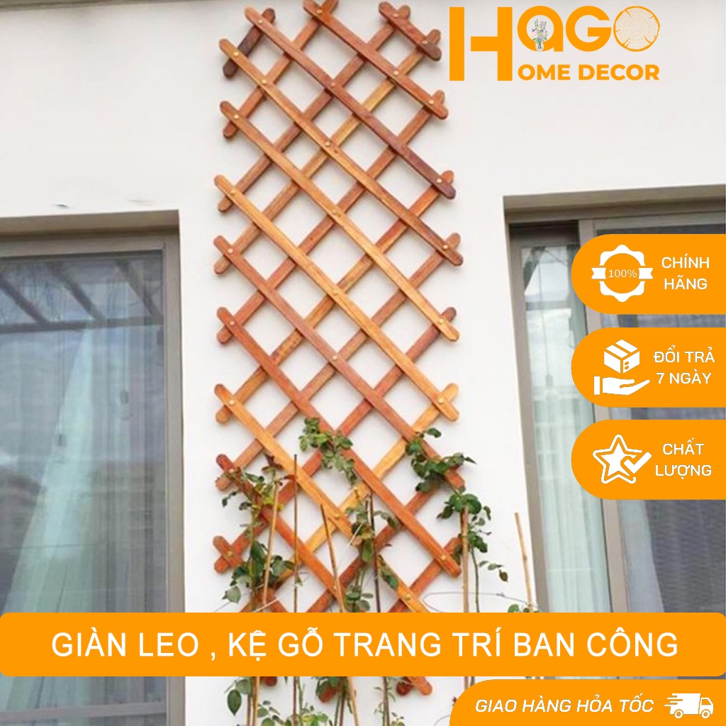 Hàng rào gỗ đa năng trang trí ban công, sân vườn, giàn leo cho cây, kệ gỗ treo tương bằng gỗ thông cao cấp