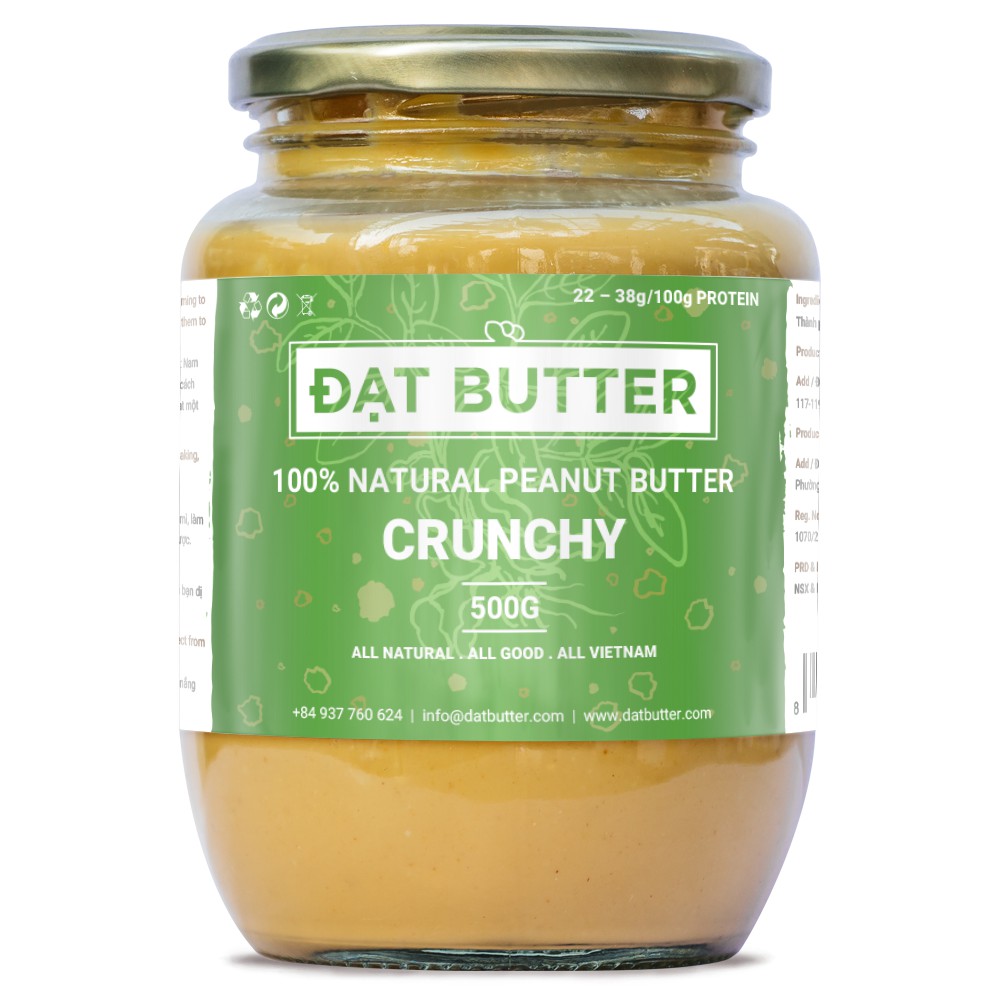Bơ đậu phộng Đạt Butter nguyên chất có hạt 500g