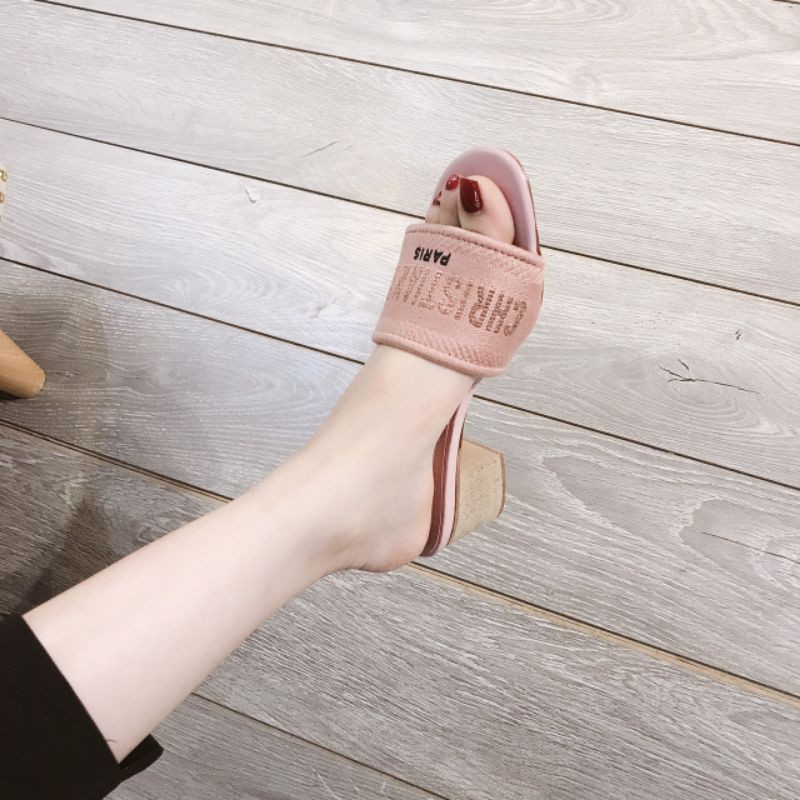 JK(VIDEO) Guốc 5p Quai Ngang Gót Vân Gỗ Da Mềm Êm Fullbox Bill Túi Hãng Cao Cấp