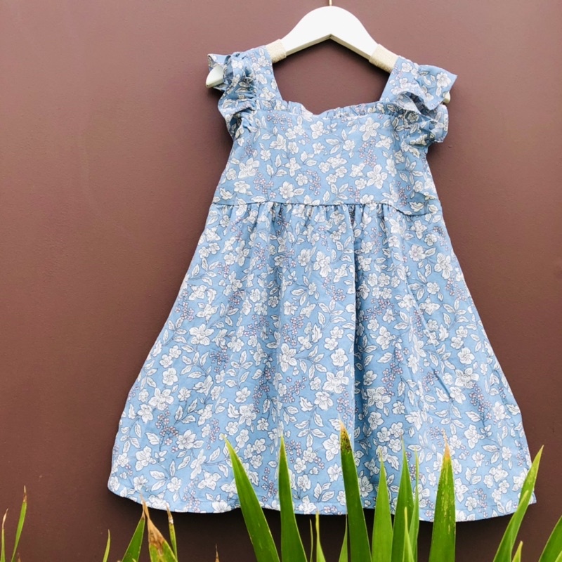Đầm tay cánh tiên hoa nhí thô cotton M.2022