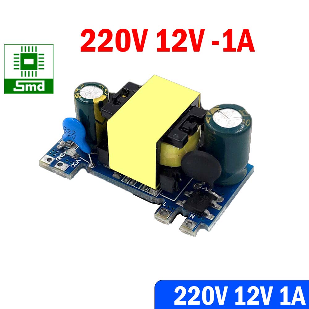 Module nguồn xung mini AC DC 220V 12V 1A 1 hàng chân Mạch nguồn AC 12V tích hợp Chân hàn PCB IOT