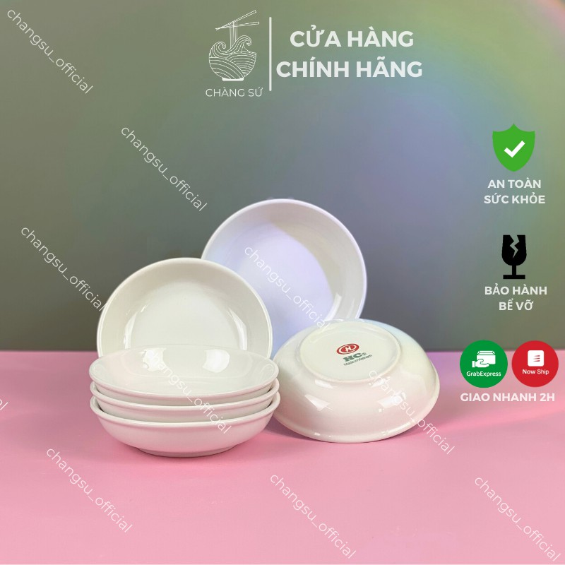 Set đĩa chấm 6 dĩa đựng gia vị trắng trơn - Bộ chén nước mắm nhỏ xinh gia đình