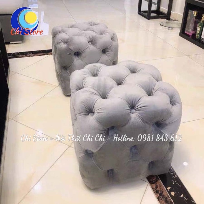 Ghế Đôn Sofa Vuông (50x45cm) Trang Trí Phòng Khách, Ghế Đôn Ngồi Chờ Siêu Xinh