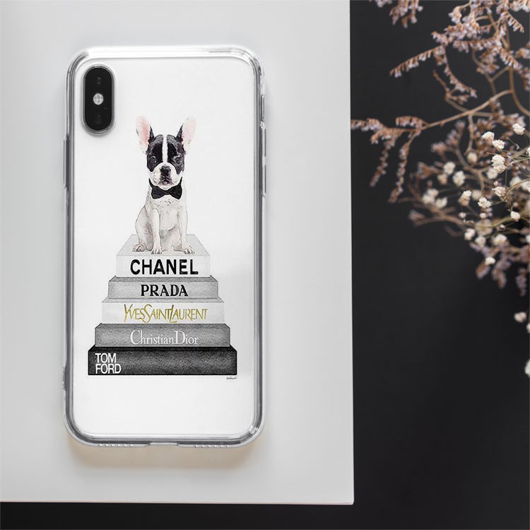 Ốp lưng Chú chó Chanel ngồi trên quyển sách cho Iphone 5 6 7 8 Plus 11 12 Pro Max X Xr BRD20210102