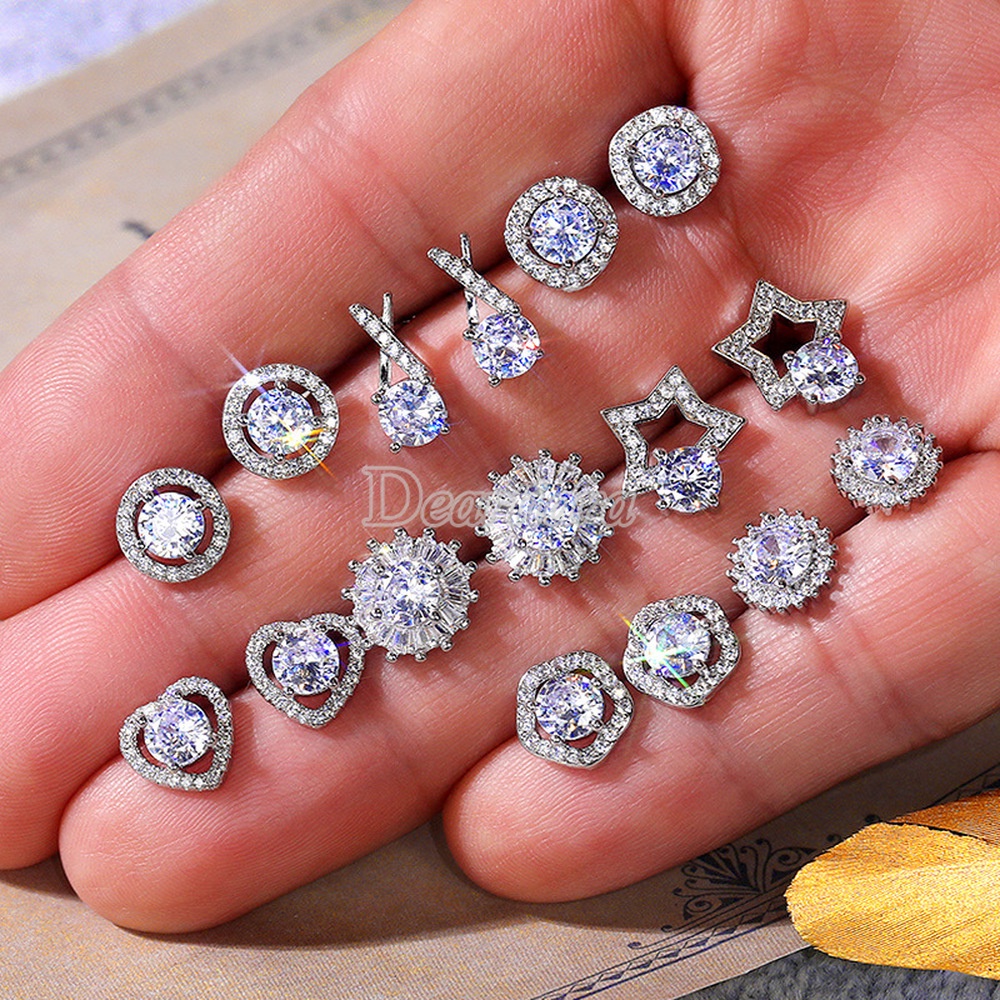 Hoa tai đính đá zircon thanh lịch sang trọng cho nữ