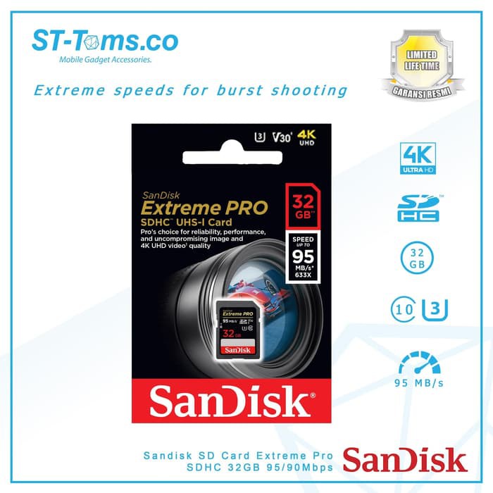 Thẻ Nhớ Sandisk Sd Card Extreme Pro Sdhc 32gb 95 / 90mbps Sdsdxg-032g-gn4in