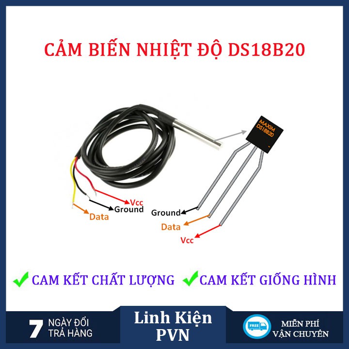 Dây cảm biến nhiệt độ DS18B20-chịu nước IP67-Chính xác cao