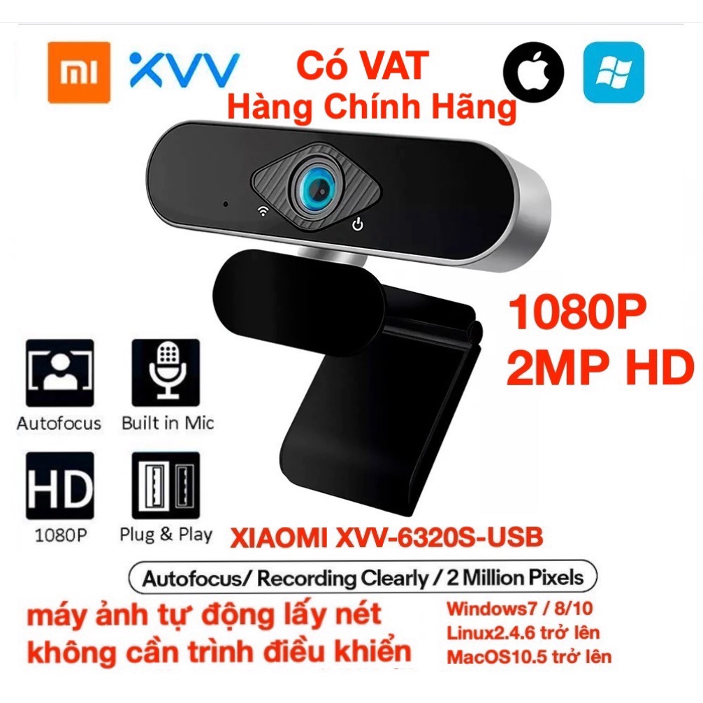 Webcam Xiaomi Xiaovv HD USB -1080P HD &amp; Góc siêu rộng 150°- máy ảnh tự động lấy nét, không cần trình điều khiển