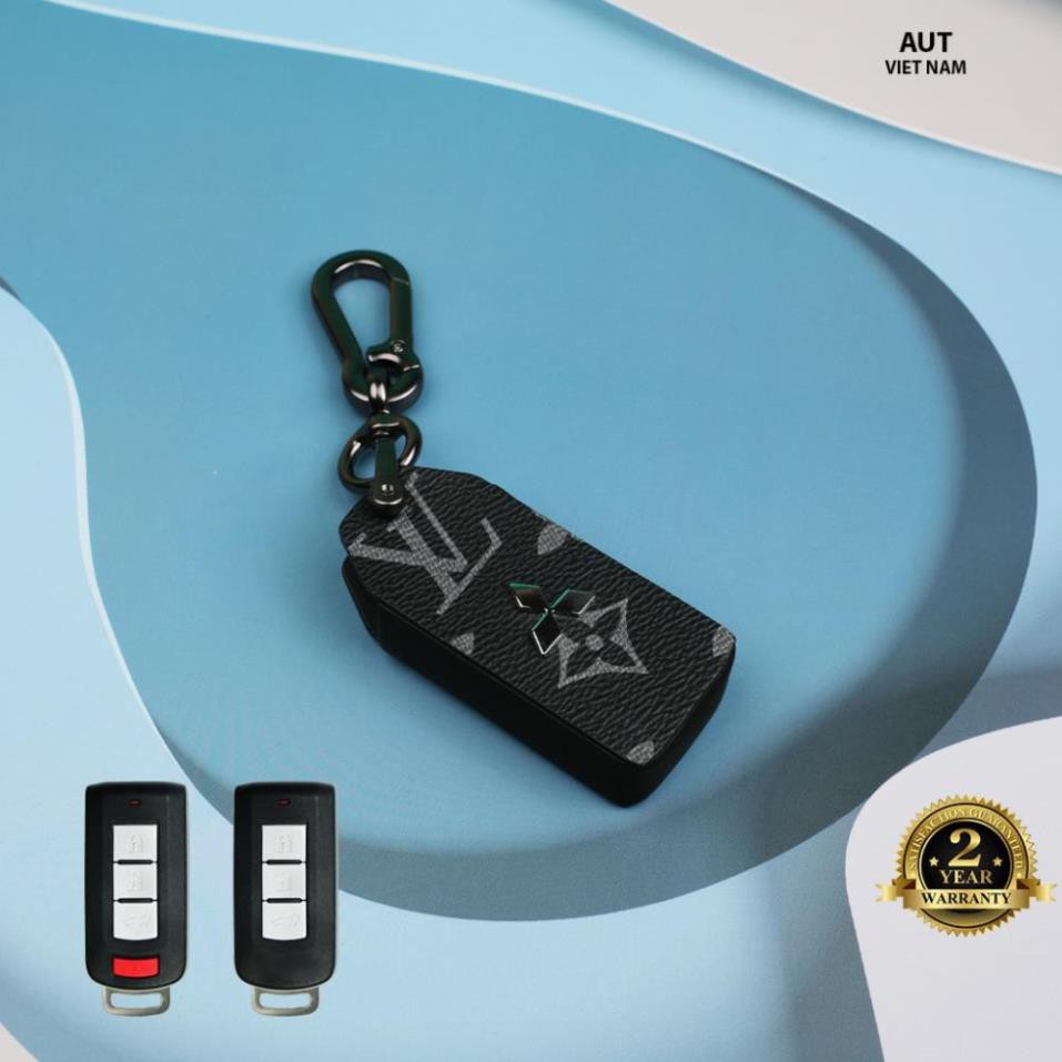 Bao da chìa khóa Smartkey Mitsubishi (Xpander, Outlander, Triton, Attrage, Pajero Sport) da Canvas L V xẻ túi cao cấp