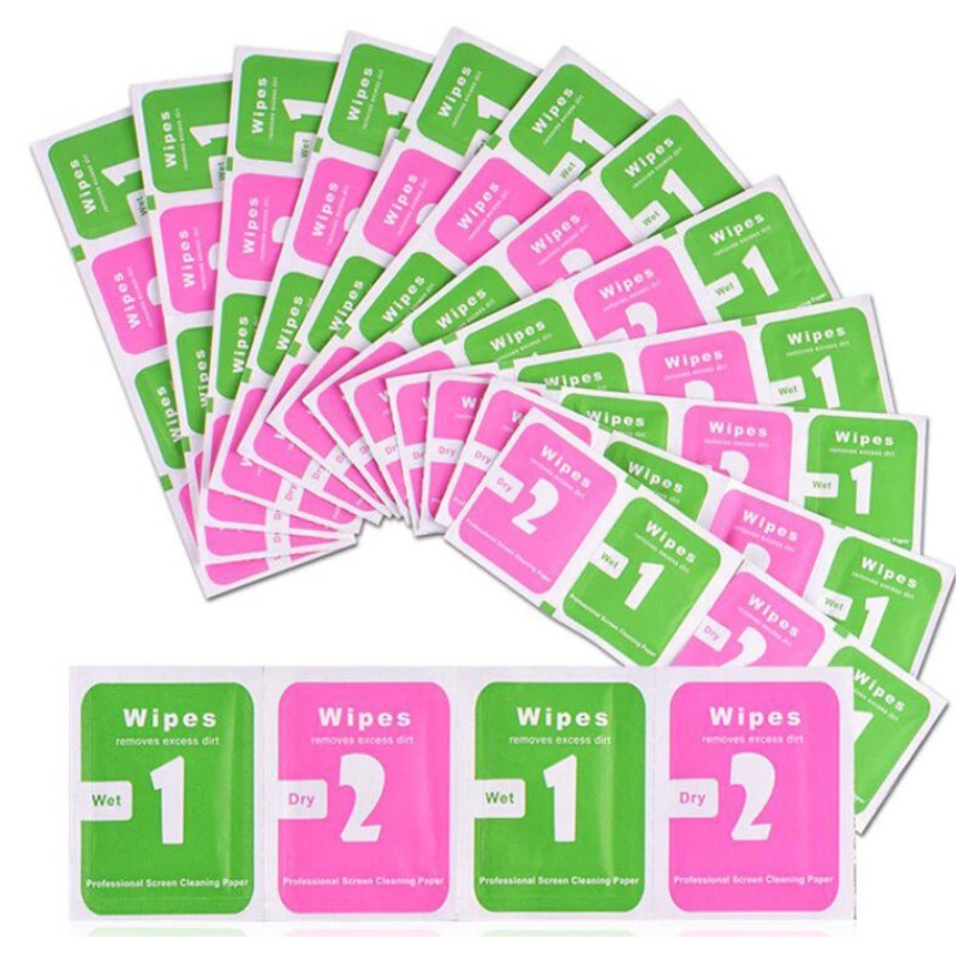 Giấy lau 1 và 2,miếng lấy bụi dùng vệ sinh màn hình điện thoại