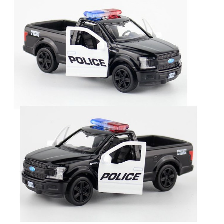 Đồ chơi xe ô tô cảnh sát mini mô hình bán tải Ford F150 tỉ lệ 1:36 bằng kim loại chạy cót
