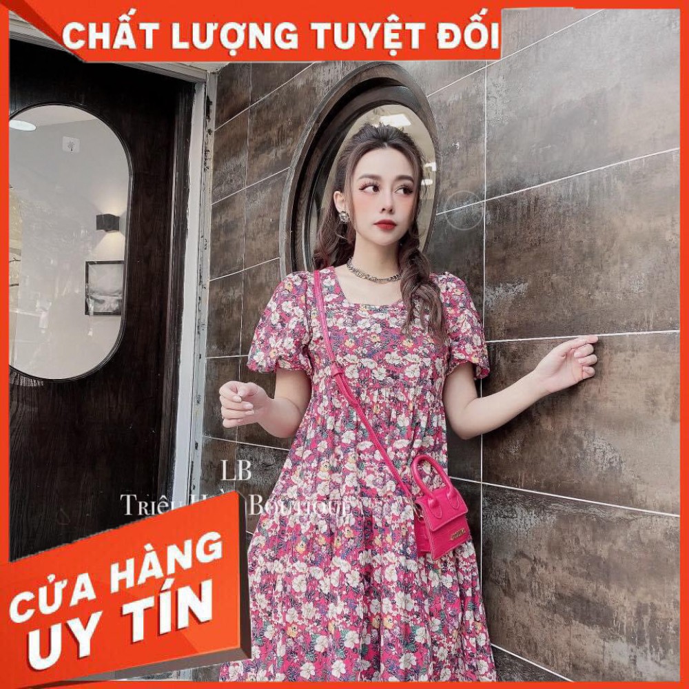 Váy Hoa Nhí Màu Xinh [ 𝐅𝐑𝐄𝐄 𝐒𝐇𝐈𝐏 ] Vải đũi thô , chuẩn hàng l1 xịn , vải mặc siêu mát Váy thiết kế khoá sau lưng