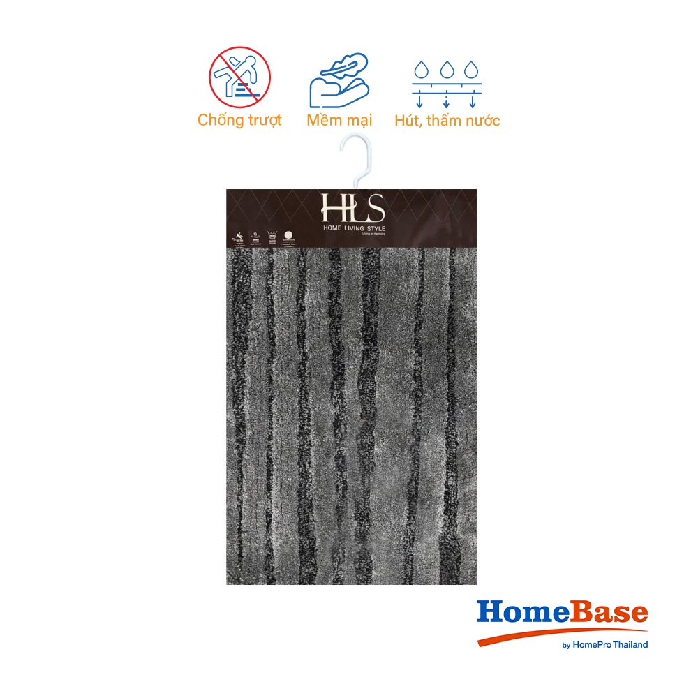 HomeBase HLS Thảm lót sàn lau chân phòng tắm dày chống trượt thấm nước mềm mại Microfiber Thái Lan 45x70cm Xám