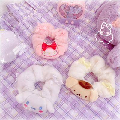 Dây buộc tóc lông nhung co giãn phối họa tiết hoạt hình My melody đáng yêu cho nữ