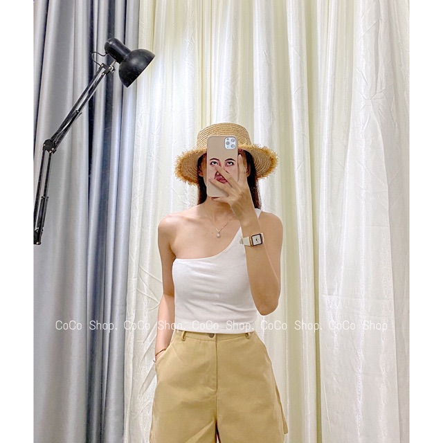 Áo Croptop Lệch Vai Sát Nách 5 Màu (CÓ ẢNH THẬT KÈM BẢNG TÊN SHOP) | BigBuy360 - bigbuy360.vn