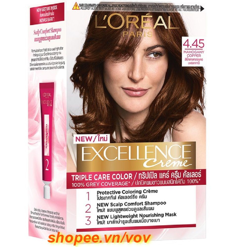 Thuốc nhuộm tóc #4.45 Loreal Excellence Creme (Nâu Đồng Ánh Đỏ) 100% chính hãng, vov cung cấp & bảo trợ.