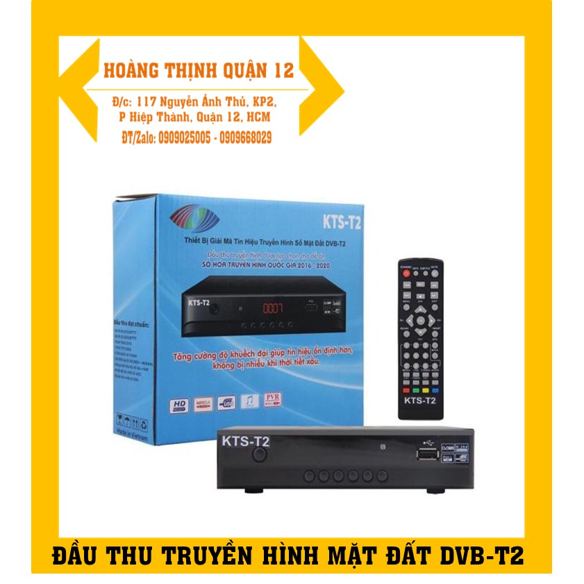 Đầu kỹ thuật số mặt đất KTS-T2 thiết bị giải mã truyền hình DVB-T2, Thích hợp cho tất cả Tivi, Xem hơn 80 kênh giải trí