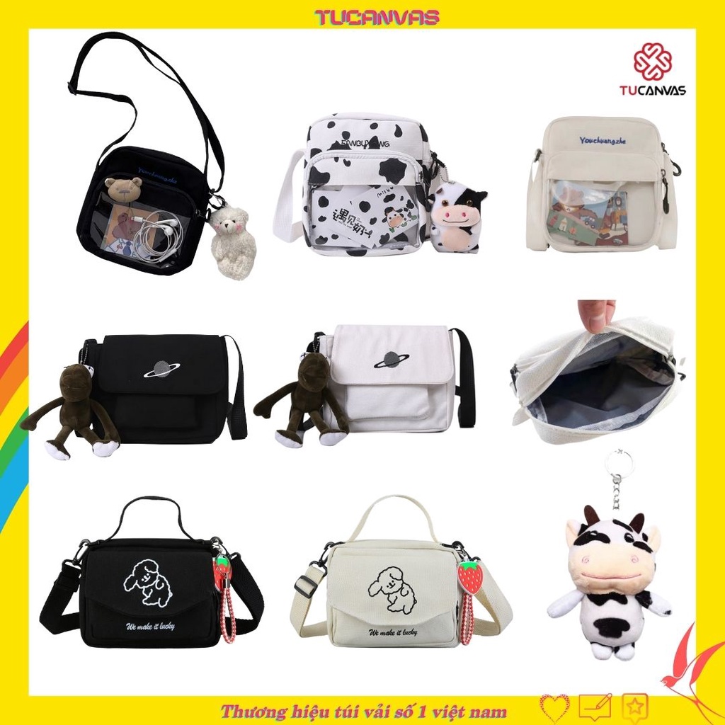Túi tote túi vải canvas trơn đeo chéo mini đi chơi đi học giá rẻ TUCANVAS TCV