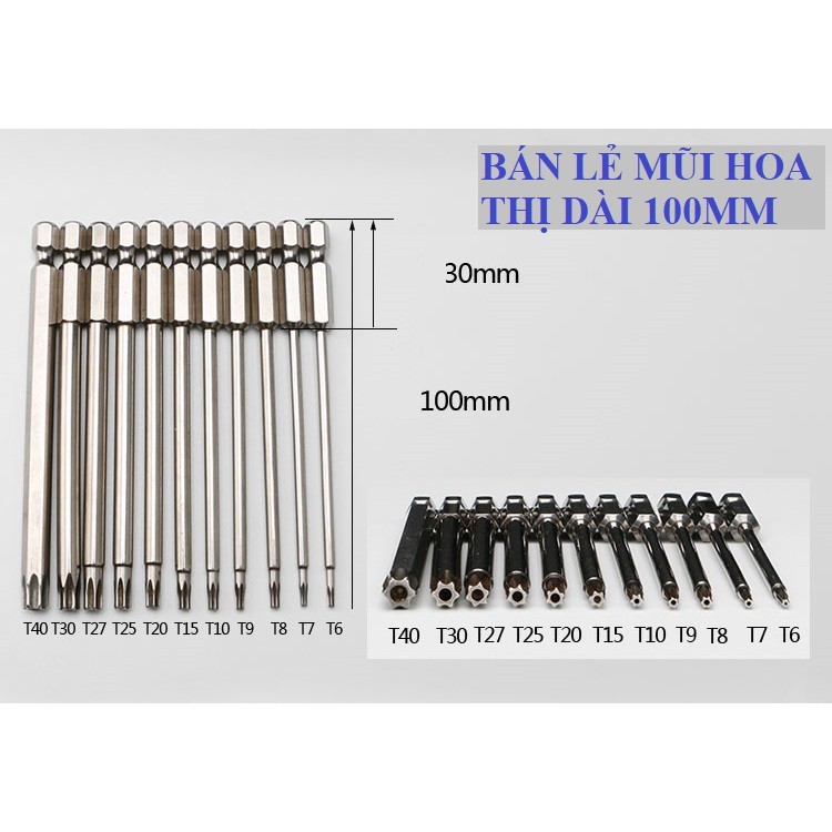 Sv Bán Lẻ Mũi Hoa Thị 6 Cánh Có Lỗ Chuôi Lục Giác Các Kích Cỡ