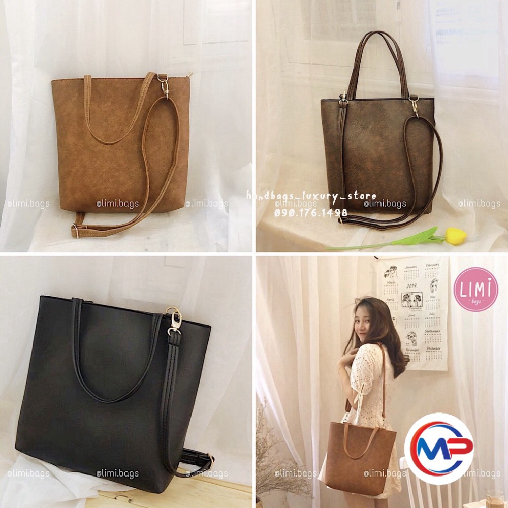 [Mã SKAMSALE8 giảm 10% đơn 200K] Túi Tote Da cho Nữ Limi Bags xách tay đeo chéo phù hợp công sở đi học cỡ lớn vừa A4