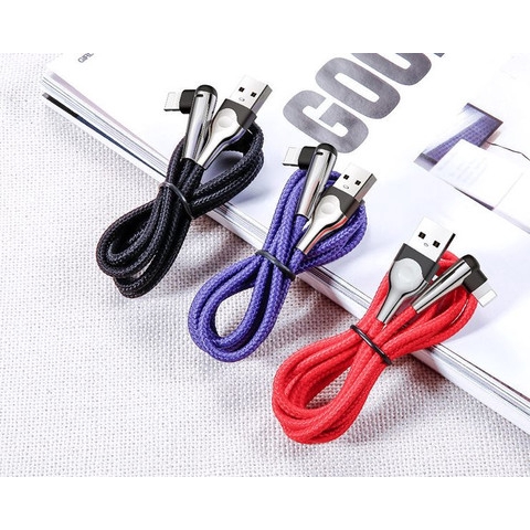 Dây Sạc Nhanh Iphone Chuyên Chơi Game Với Đầu Gập 90 Độ Không Lo Bị Vướng Tay Đèn Led Báo Sạc Dài 1m Hãng Baseus